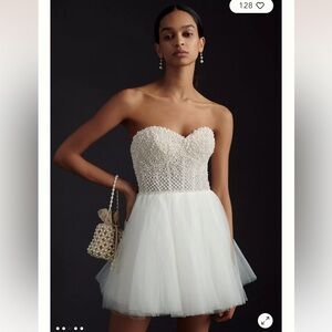 WTOO BY WATTERS MAEVE STRAPLESS EMBELLISHED CORSET MINI DRESS